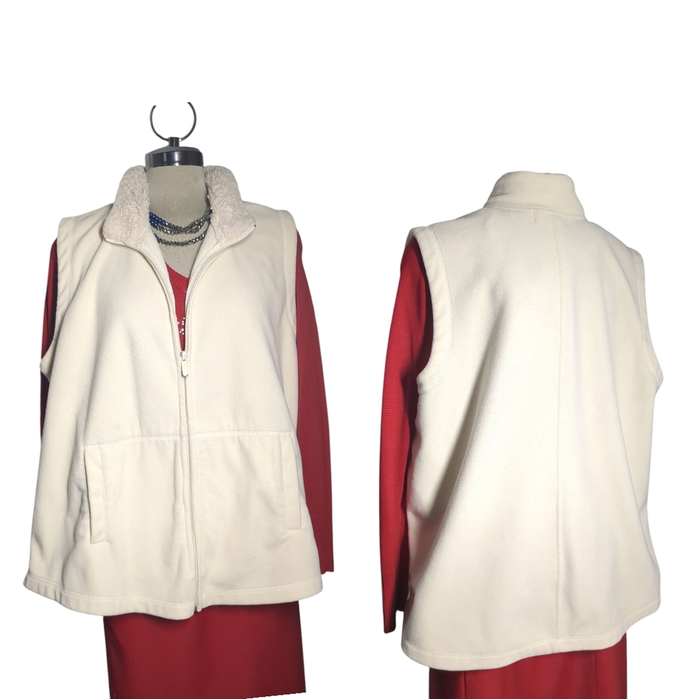 Women's Cream Fleece Vest Size M